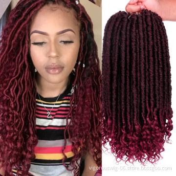 Vigorous Faux Locs Straight Goddess Locs Crochet Hair with Curly Ends Synthetic Prelooped Crochet Twist Hair Extension